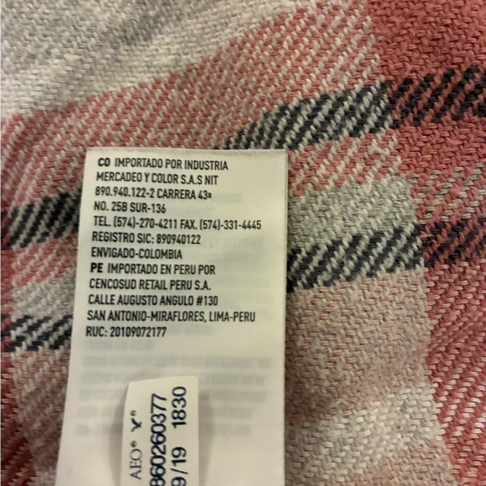 American Eagle Outfitters Pink, Black and Cream Plaid Shirt - Picture 7 of 8